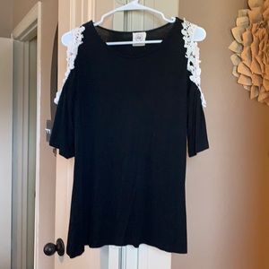 Boutique black cold shoulder top
